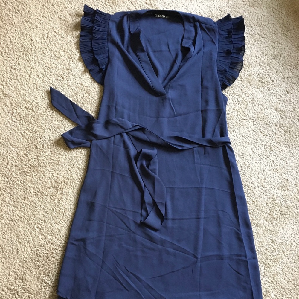Blue cap sleeve dress